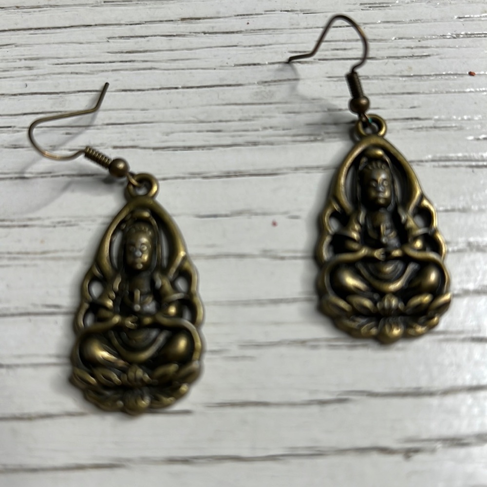 Brass Buddha Earring